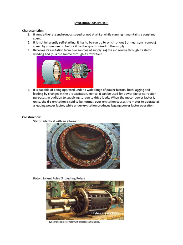 SYNCHRONOUS MOTOR Lecture | PDF