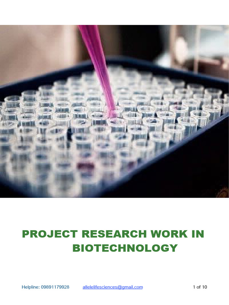 Biotechnology Project Research Training | PDF | Biotechnology | Genetic ...