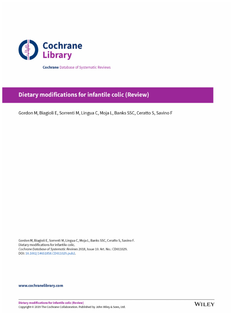 Dietary Modifications For Infantile Colic | PDF