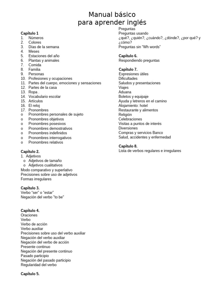 Ingles Nivel Basico TARDE | PDF