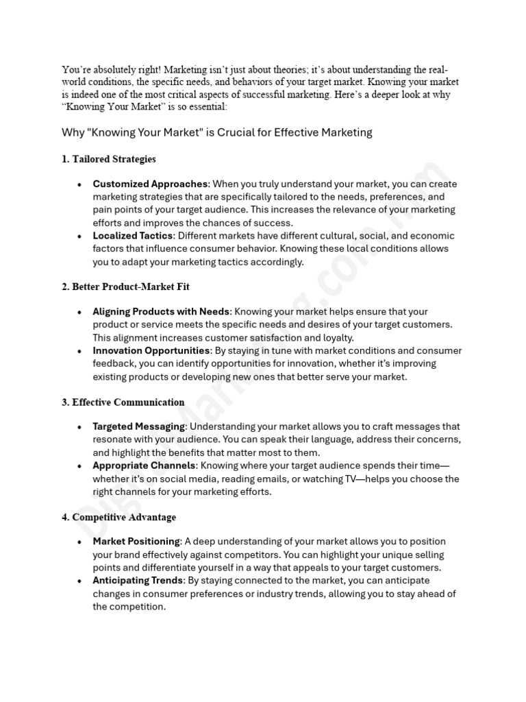 Knowing Your Market Pdf