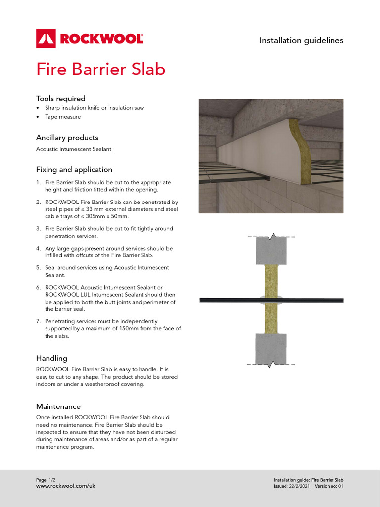 Fire Barrier Slab Installation Guide | PDF