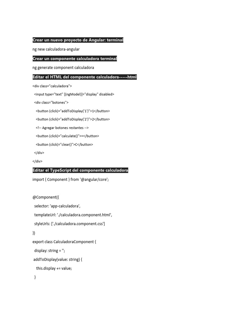 Ejercicio 3 Crea Calculadora en Angular | PDF
