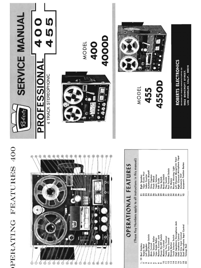 Roberts 400 4000D 4550D 455 Service Manual | PDF