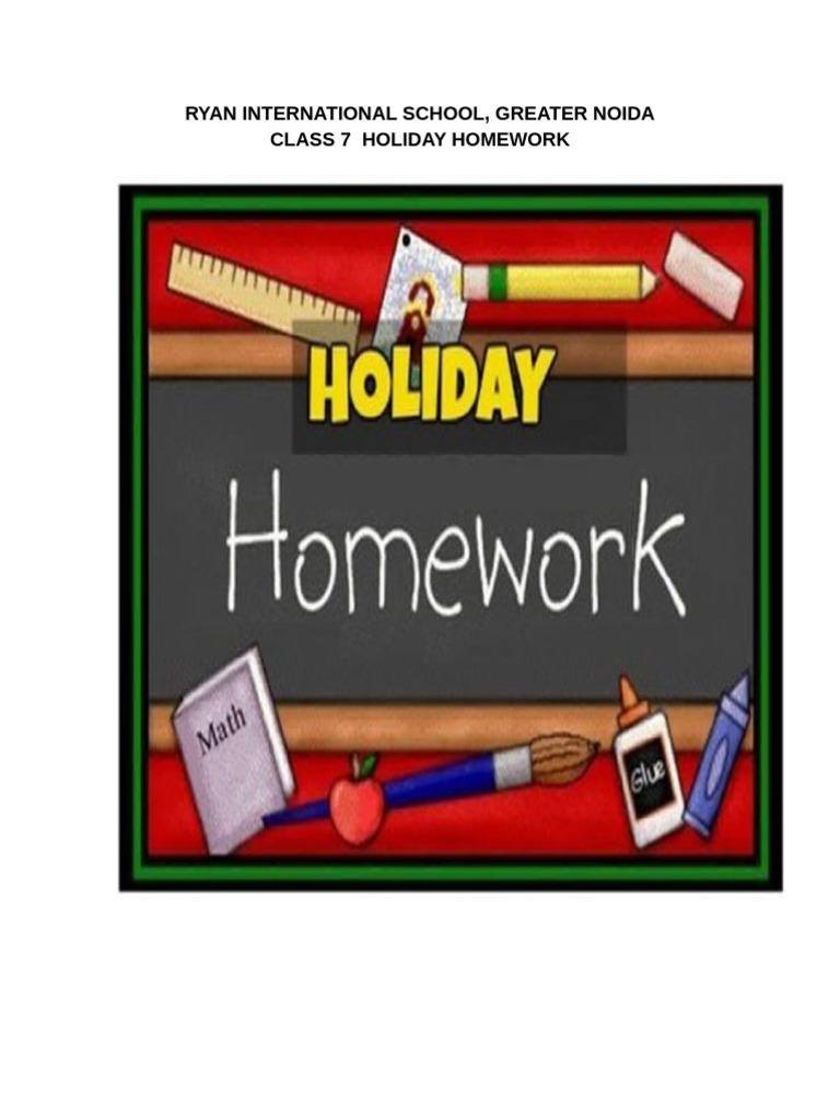 Ryan International School, Greater Noida Class 7 Holiday Homework | PDF