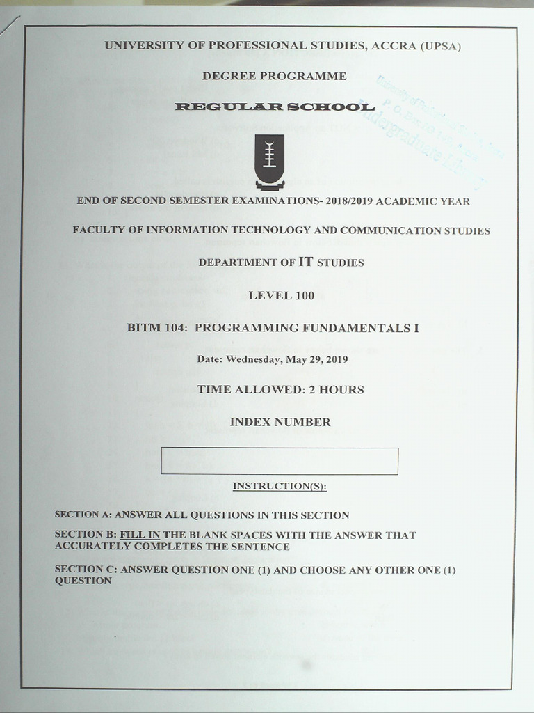 Bitm 104 Programming Fundamentals I | PDF