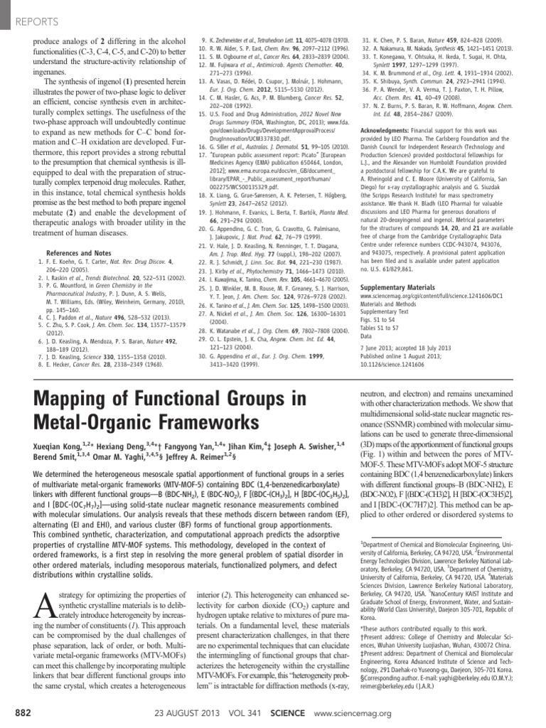 2013 - Science - Reimer - MTV Maping Functional Groups MOFs | PDF