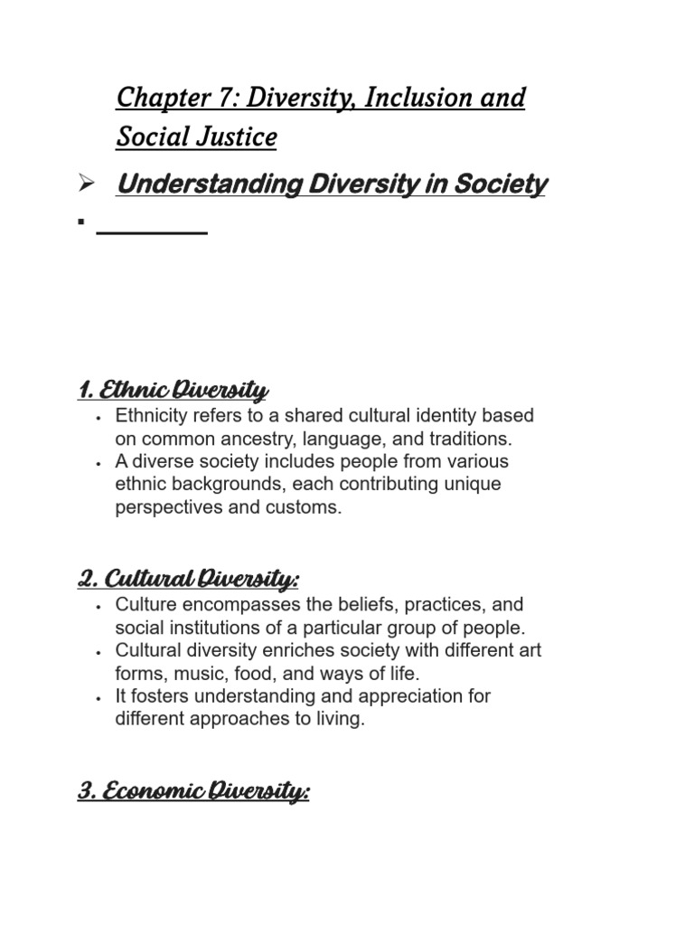 Chapter 7 Diversity Inclusion And Social Justice Pdf