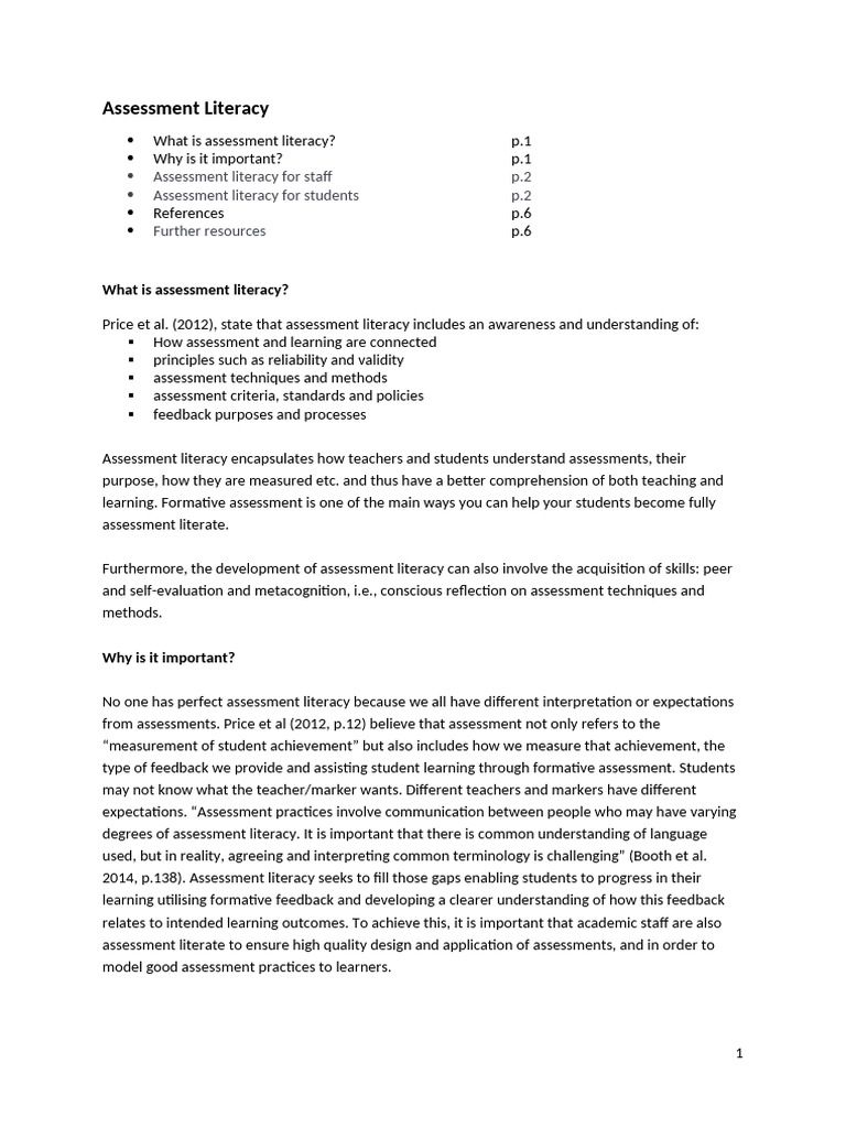 Assessment Literacy Pdf
