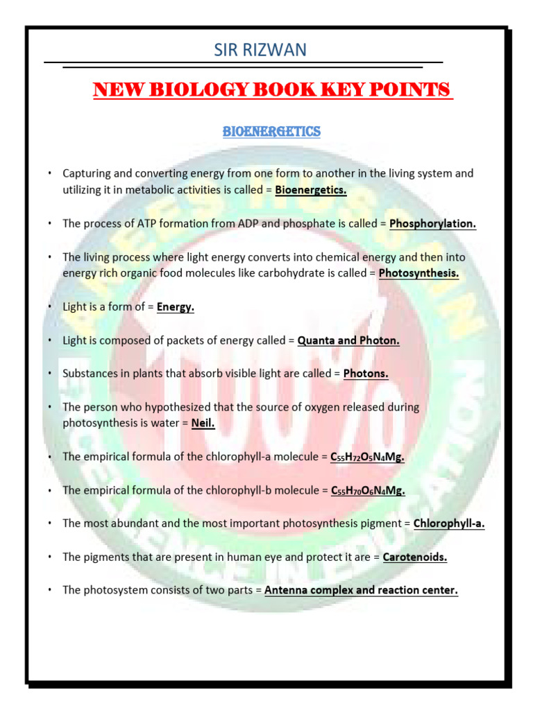 Key Points in Biology by Sir Rizwan | PDF | Small Intestine | Home & Garden