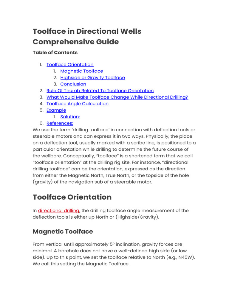 Toolface in Directional Wells Comprehensive Guide | PDF