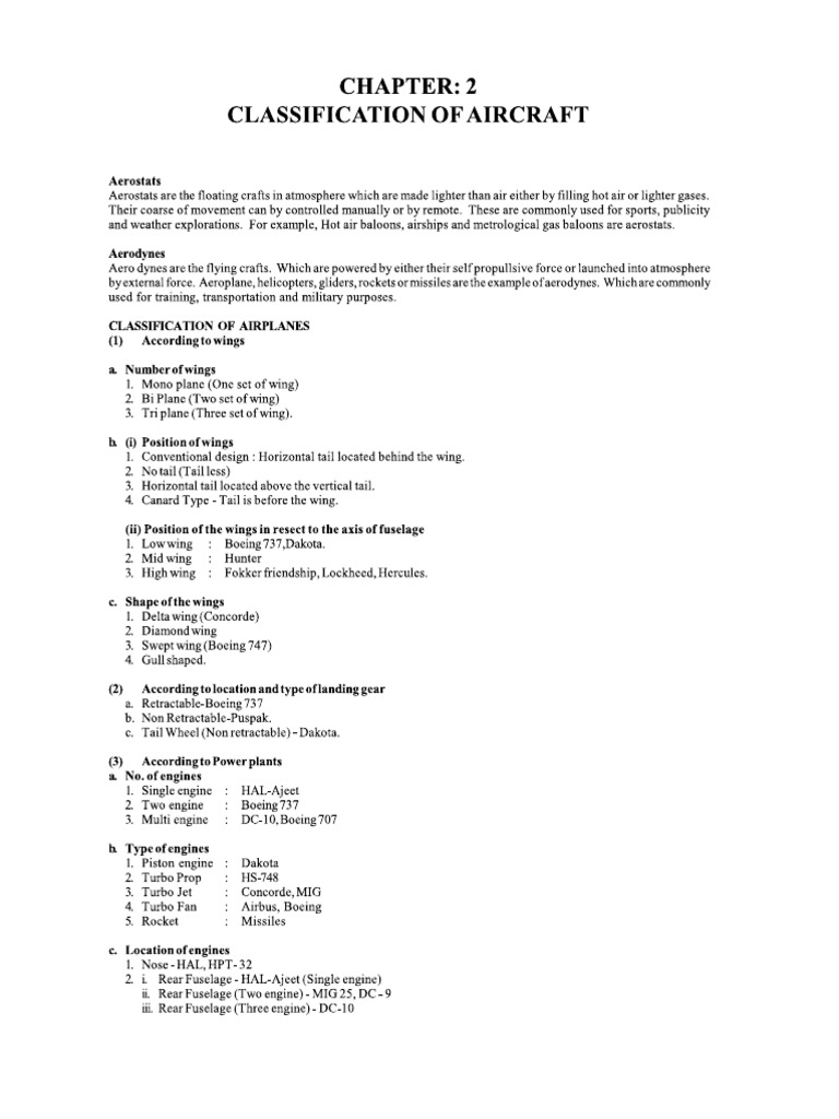 Spacetrix Aerospace Classification of Aircraft | PDF