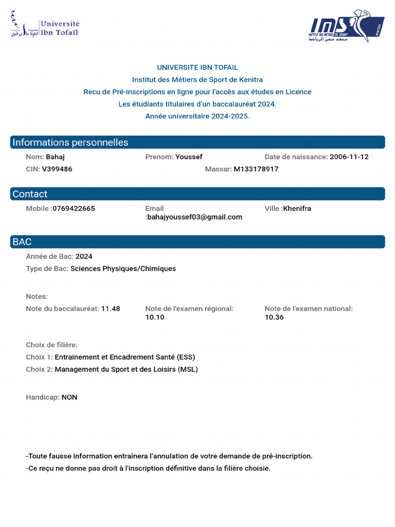 Recu IMSK | PDF