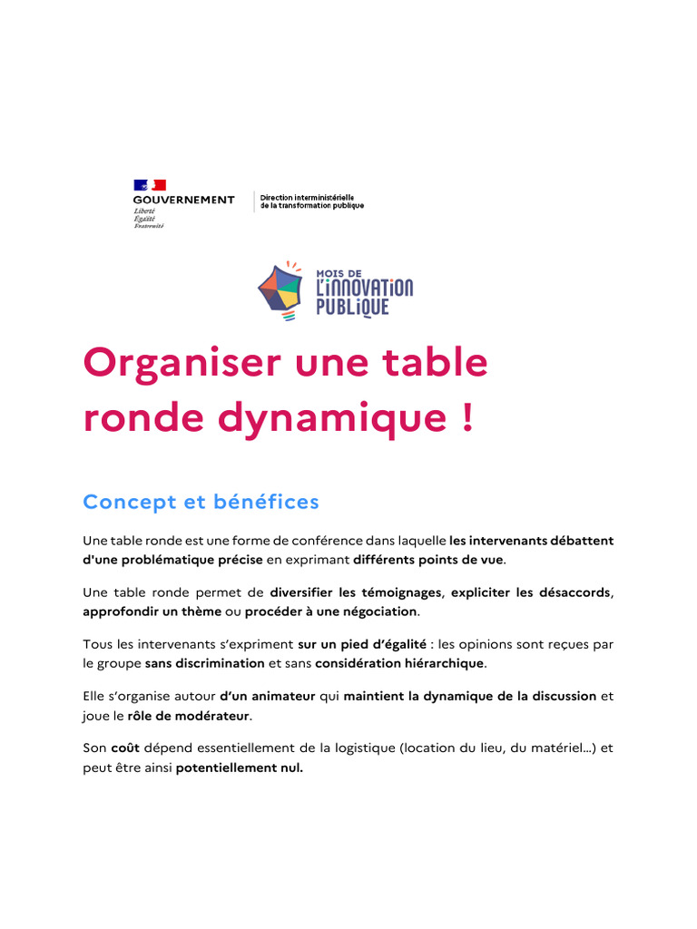 Fiche - Organiser Une Table Ronde Dynamique | PDF