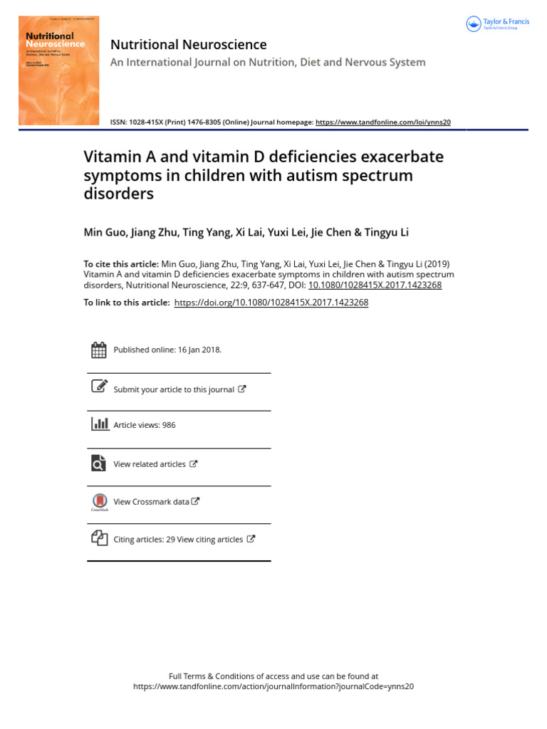 Vitamin A and Vitamin D Deficiencies Exacerbate Symptoms in Children ...