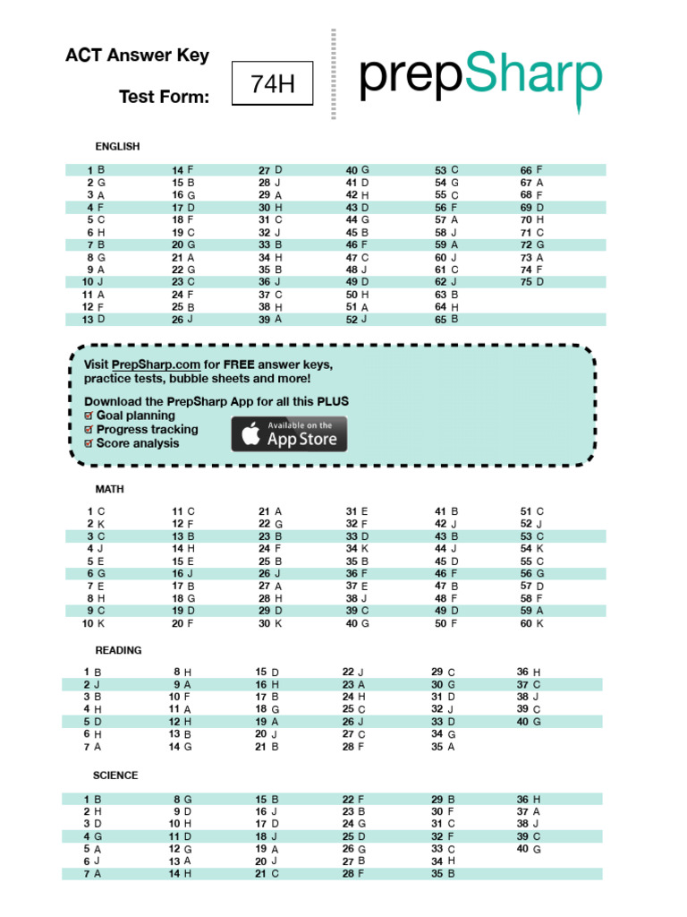 74H Answer Key | PDF