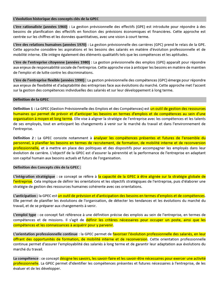 Cours de La GPEC Revision | PDF