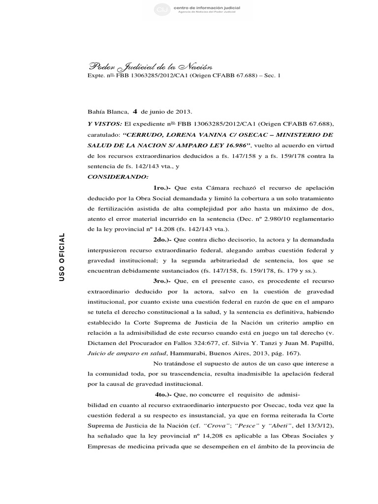 Fallo | PDF | Caso de ley | Sentencia (ley)