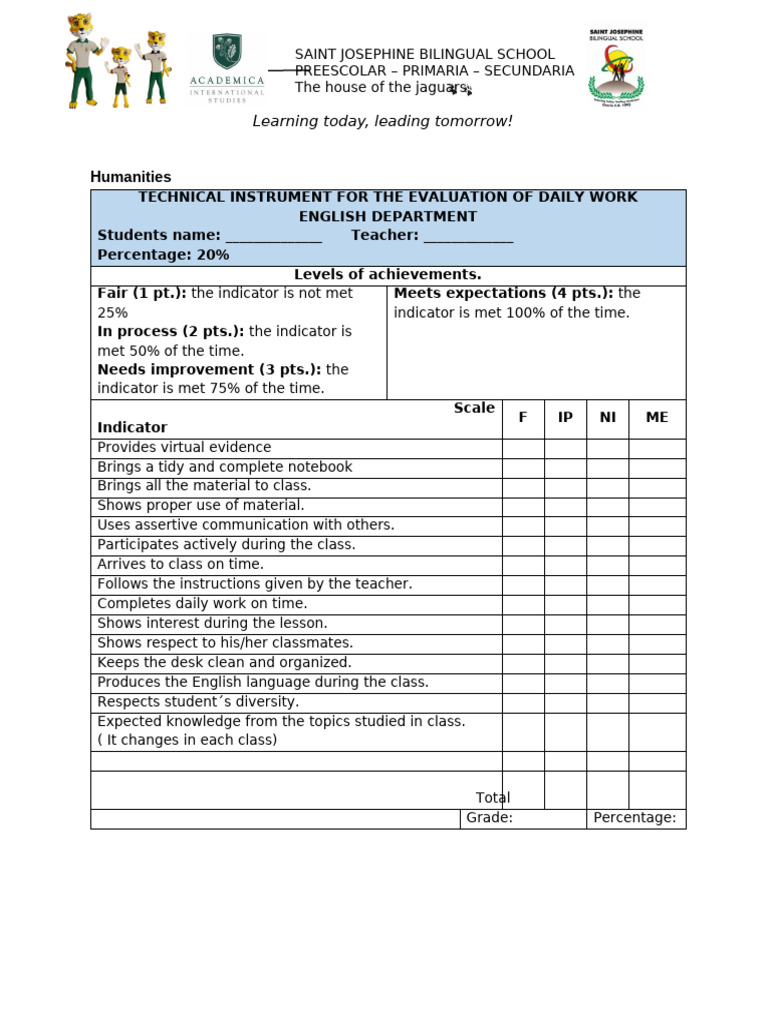 Daily Work Example | PDF