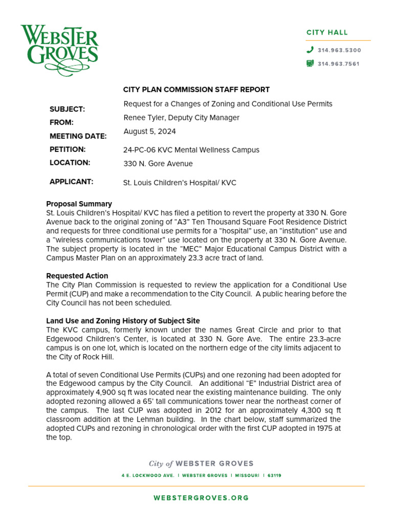 Request For A Changes of Zoning and Conditional Use Permits - Proposed ...