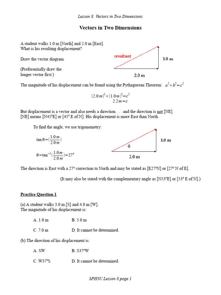 Lesson 8 Vectors in Two Dimensions | PDF | Force | Euclidean Vector