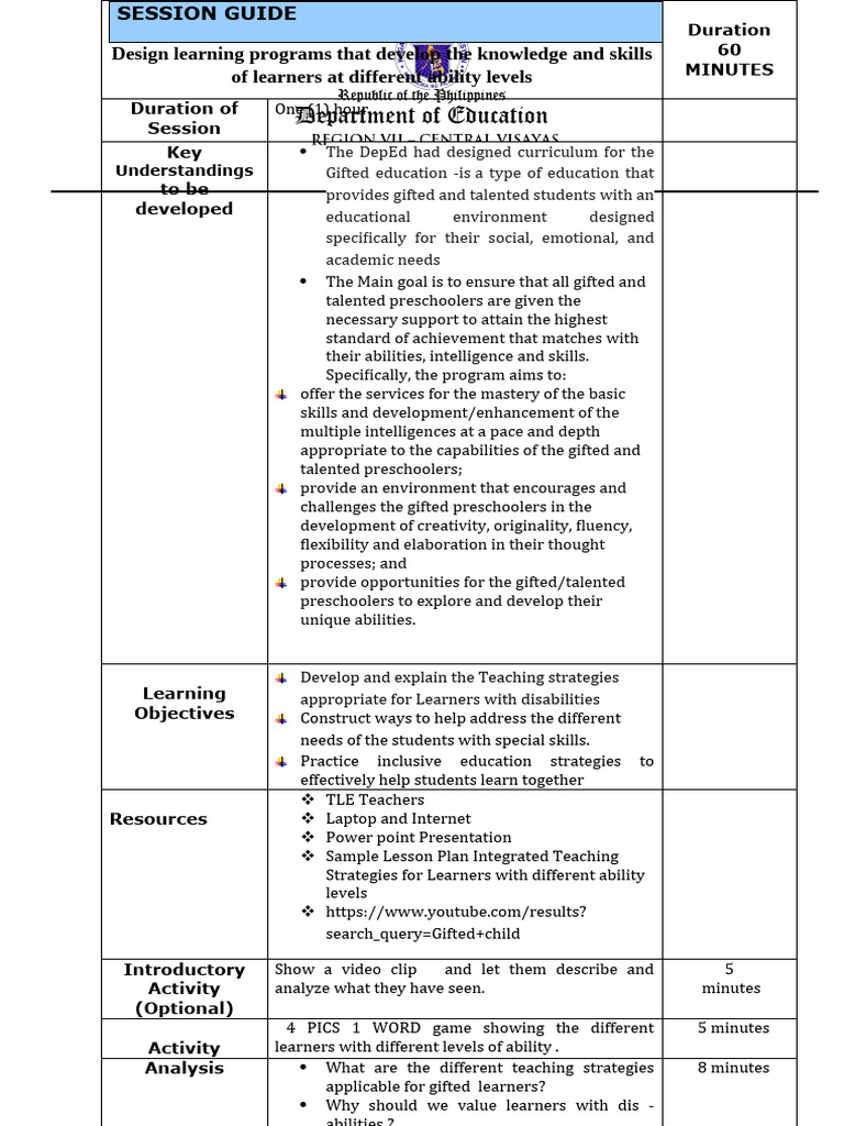 Lac Giftedness Session Guide | PDF