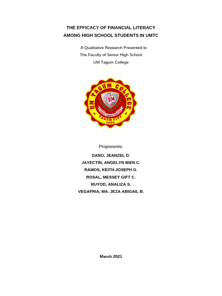 Financial Literacy in Bacolod High Schools | PDF | Literacy | Financial ...