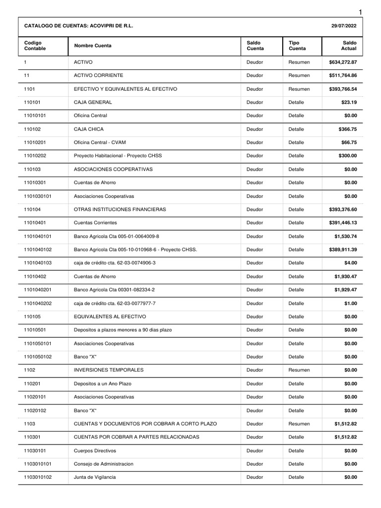 Catalogo de Cuentas | PDF | Contabilidad | Dinero
