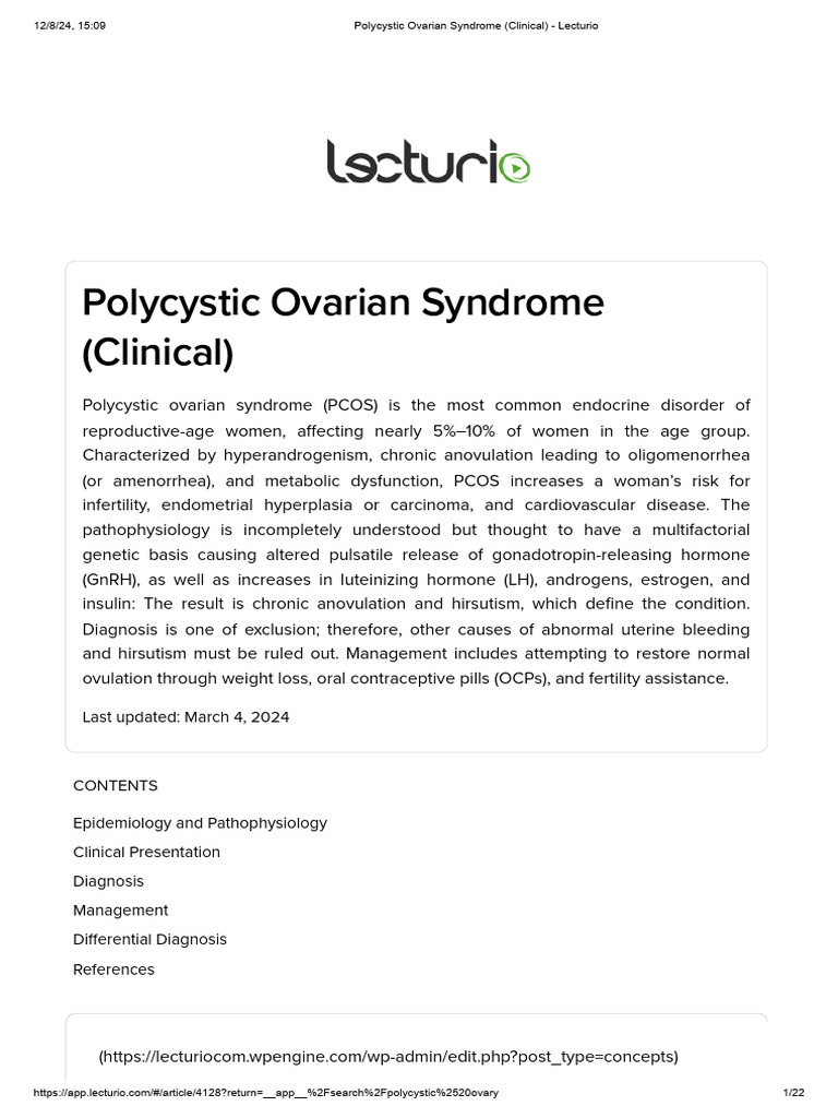 Polycystic Ovarian Syndrome | PDF | Polycystic Ovary Syndrome | Self ...