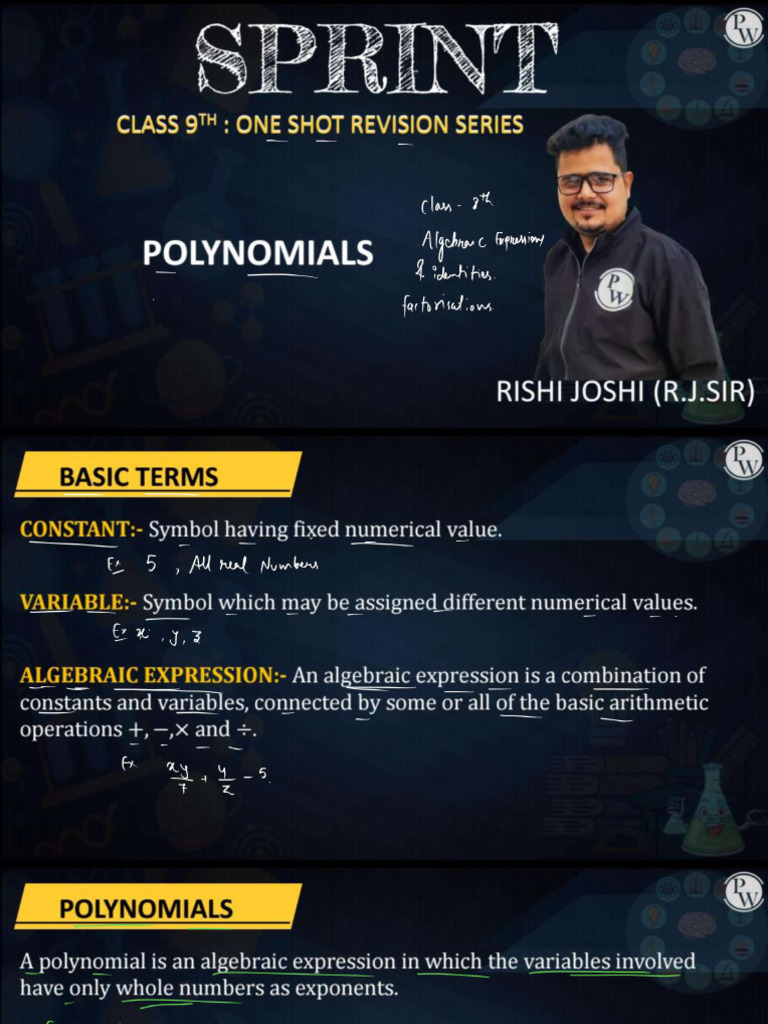 Polynomials - Class Notes - Sprint | PDF
