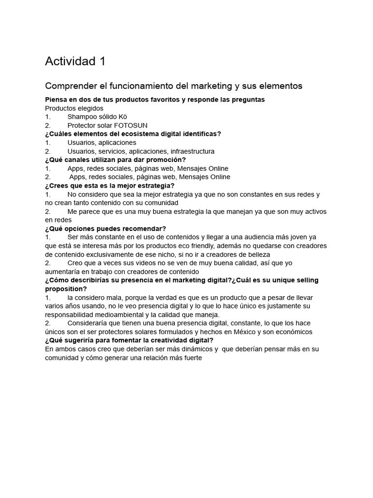 Actividad 1 Marketing Digital | PDF