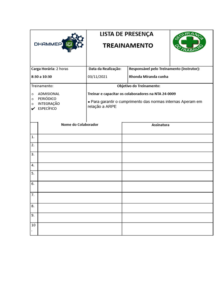 Lista de Presença 1 | PDF
