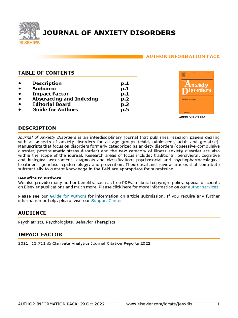 Journal of Anxiety Disorders | PDF