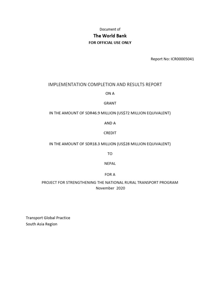 Nepal strengthening the national rural transport program project pdf