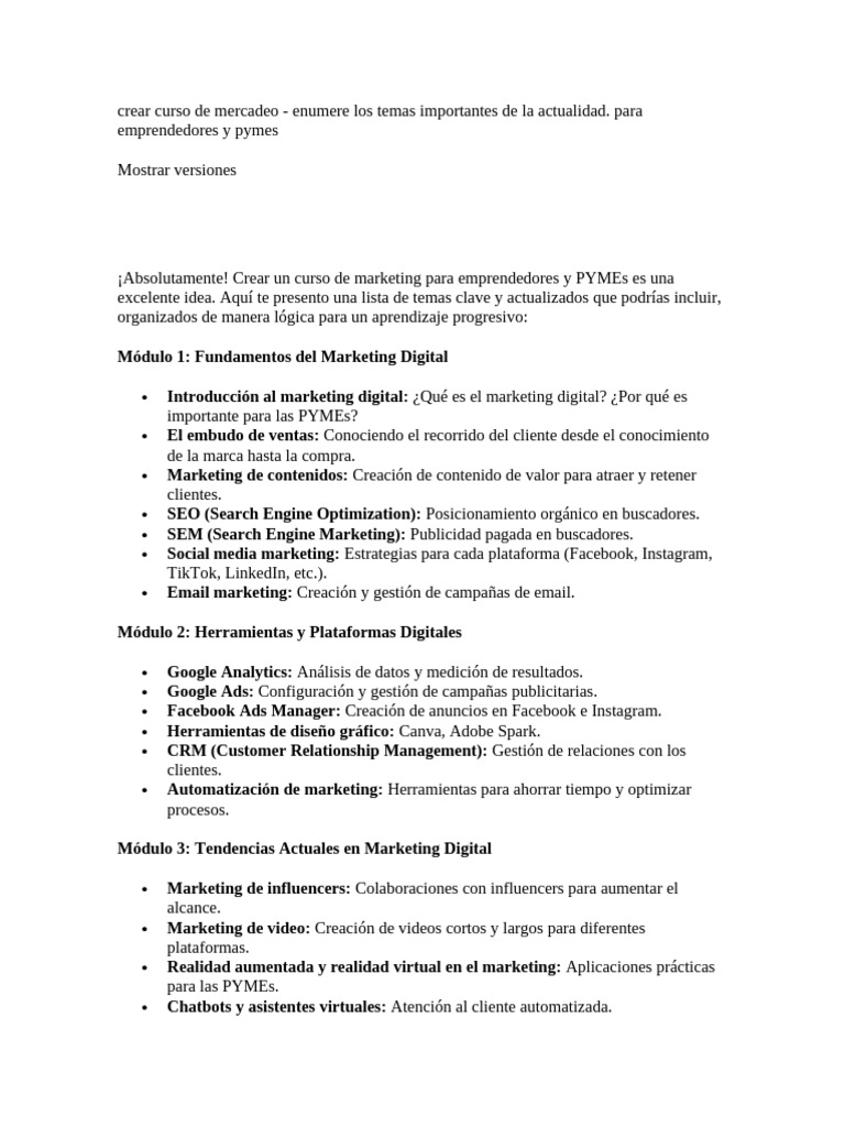 Curso de Marketing Digital para PYMEs | PDF | Publicidad digital ...
