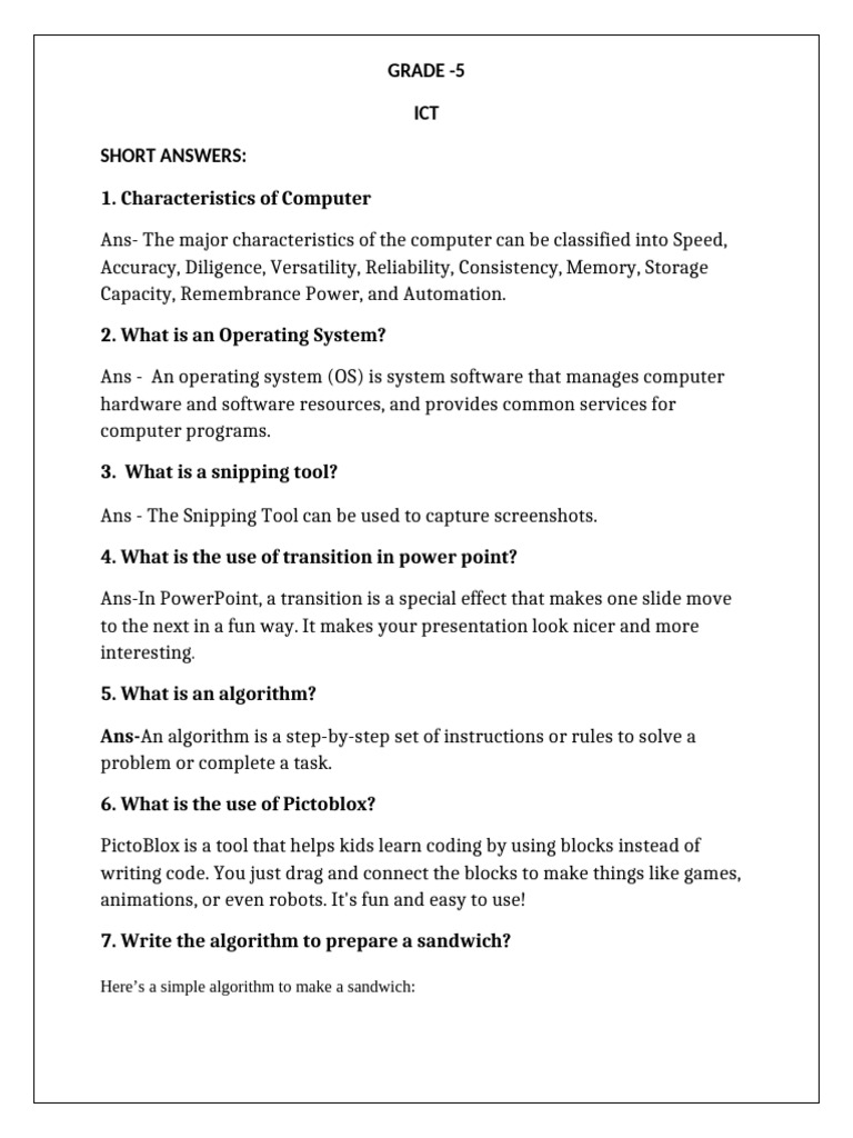 Grade 5 Notes | PDF