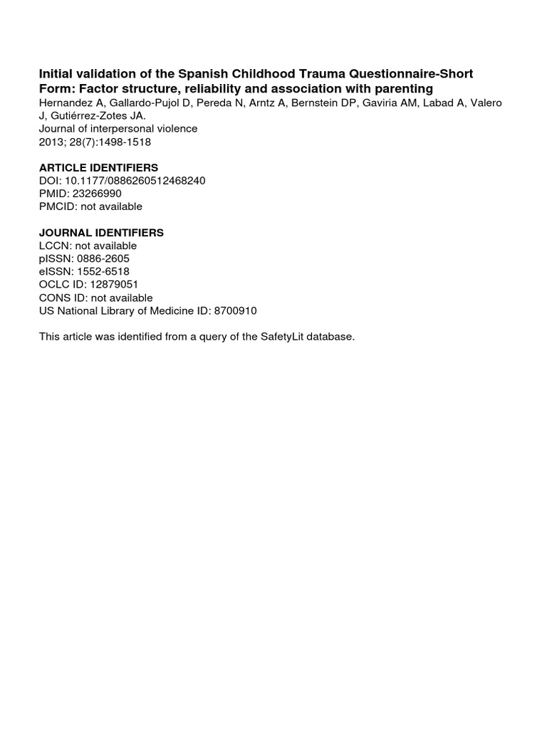 Initial Validation of The Spanish Childh | PDF | Self-Improvement ...