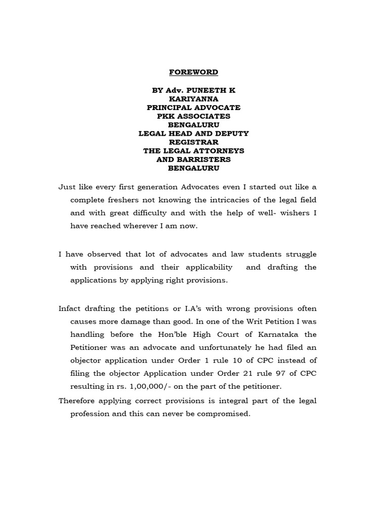 Important Cpc Provisions Pdf