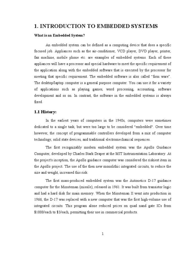 Introduction To Embedded Systems: What Is An Embedded System? | PDF ...