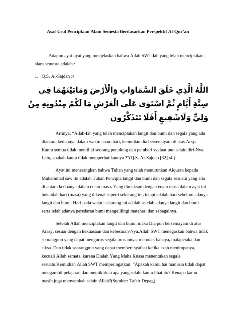 Asal Usul Penciptaan Alam Semesta Pdf