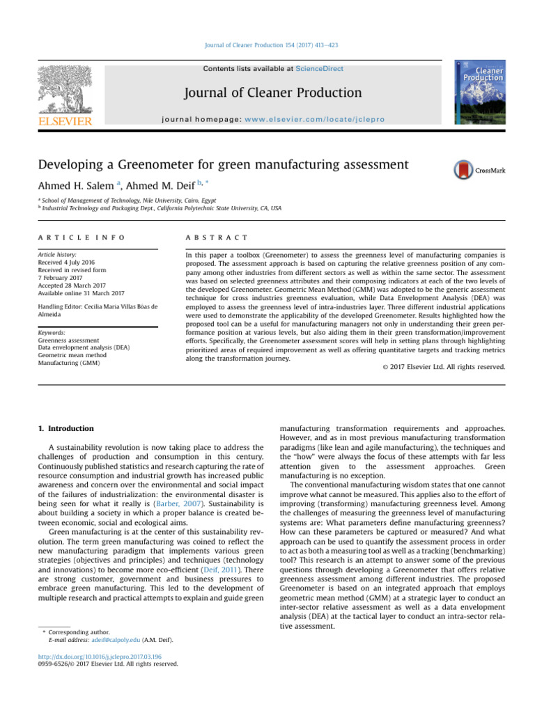 Greenometer For Green-Manufacturing-2021 | PDF