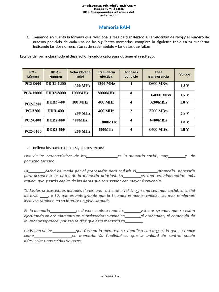UD3 - P4 Memoria RAM | PDF