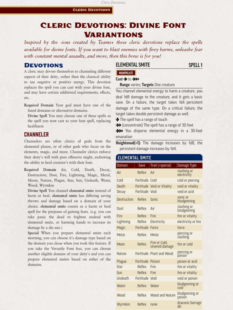 Cleric Devotions - Divine Font Variants | PDF