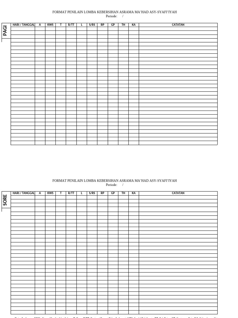 Penilaian Lomba Kebersihan Asrama 1 Pdf
