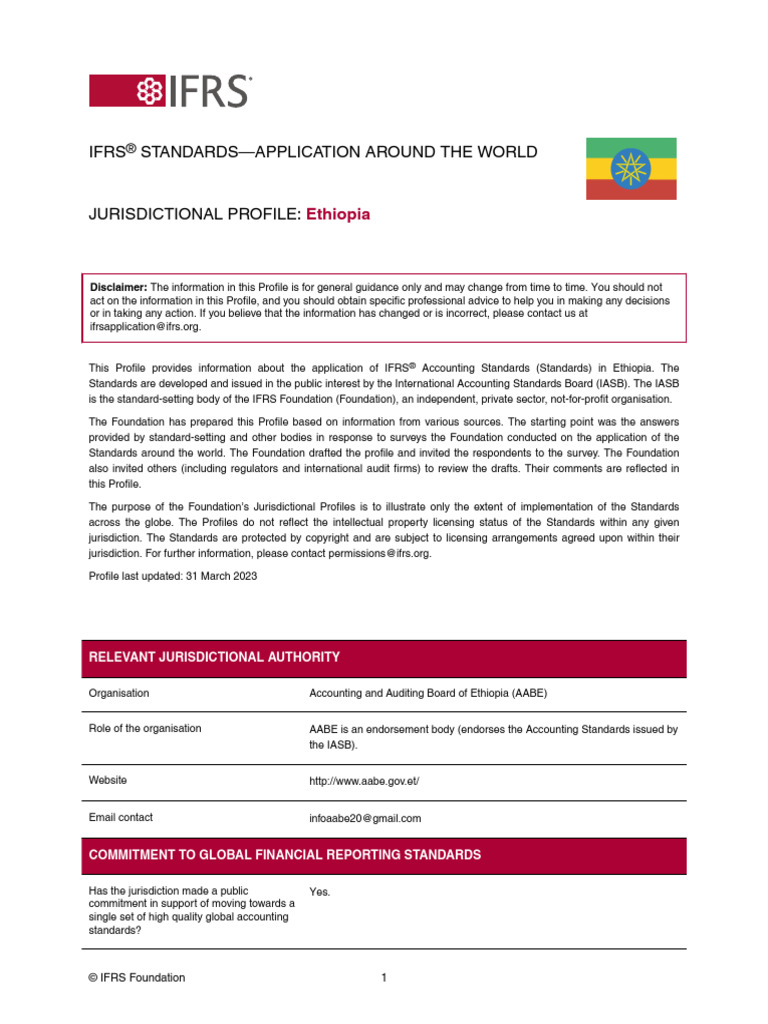 IFRS Standards Jurisdictional Profile Ethiopia | PDF | International ...