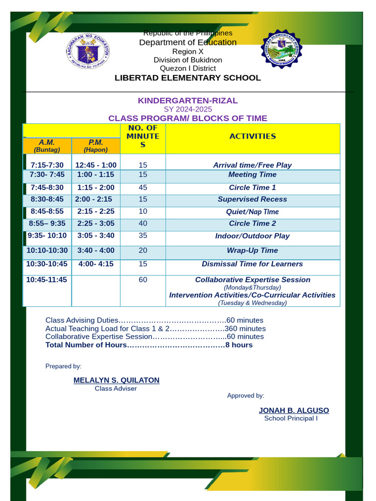 Class Program Matatag | PDF