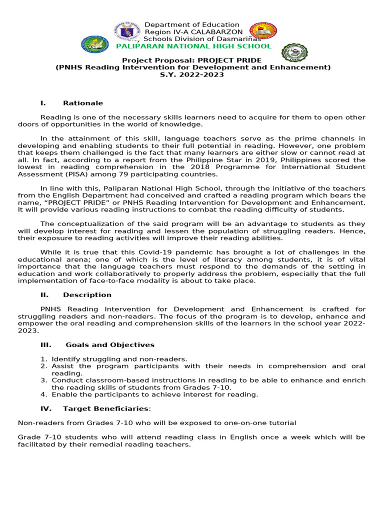 Reading proposal project pride 2022 23 pdf