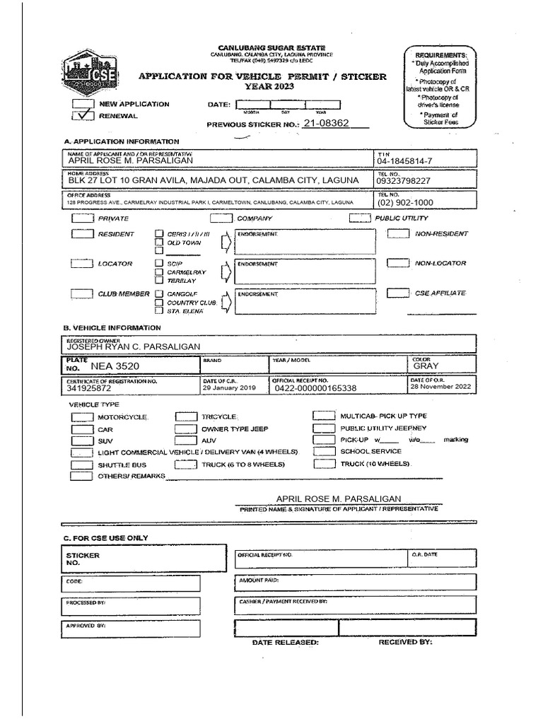 2023 CSE Application Form | PDF