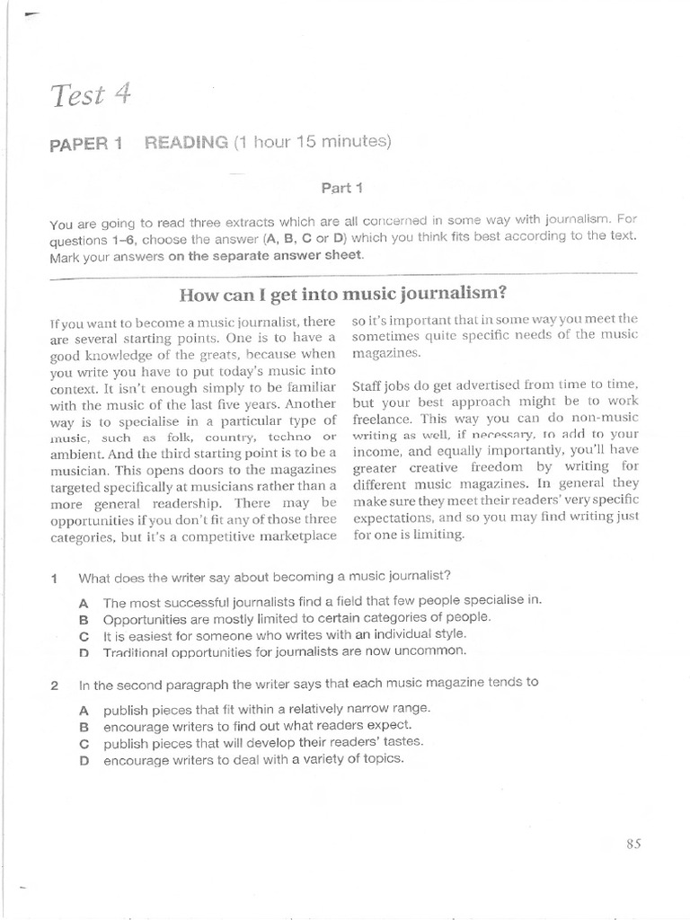 CAE Testbook 3 Test 4 (2008) | PDF