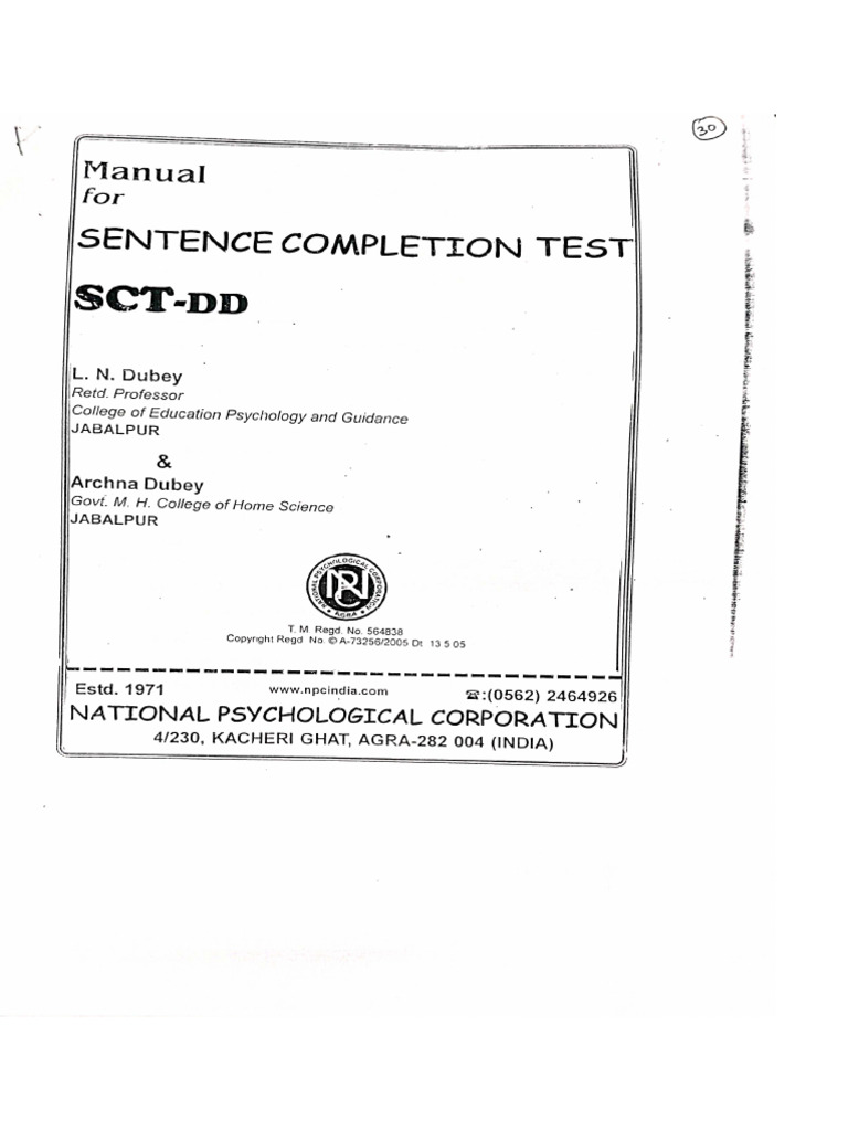 SCT Manual | PDF